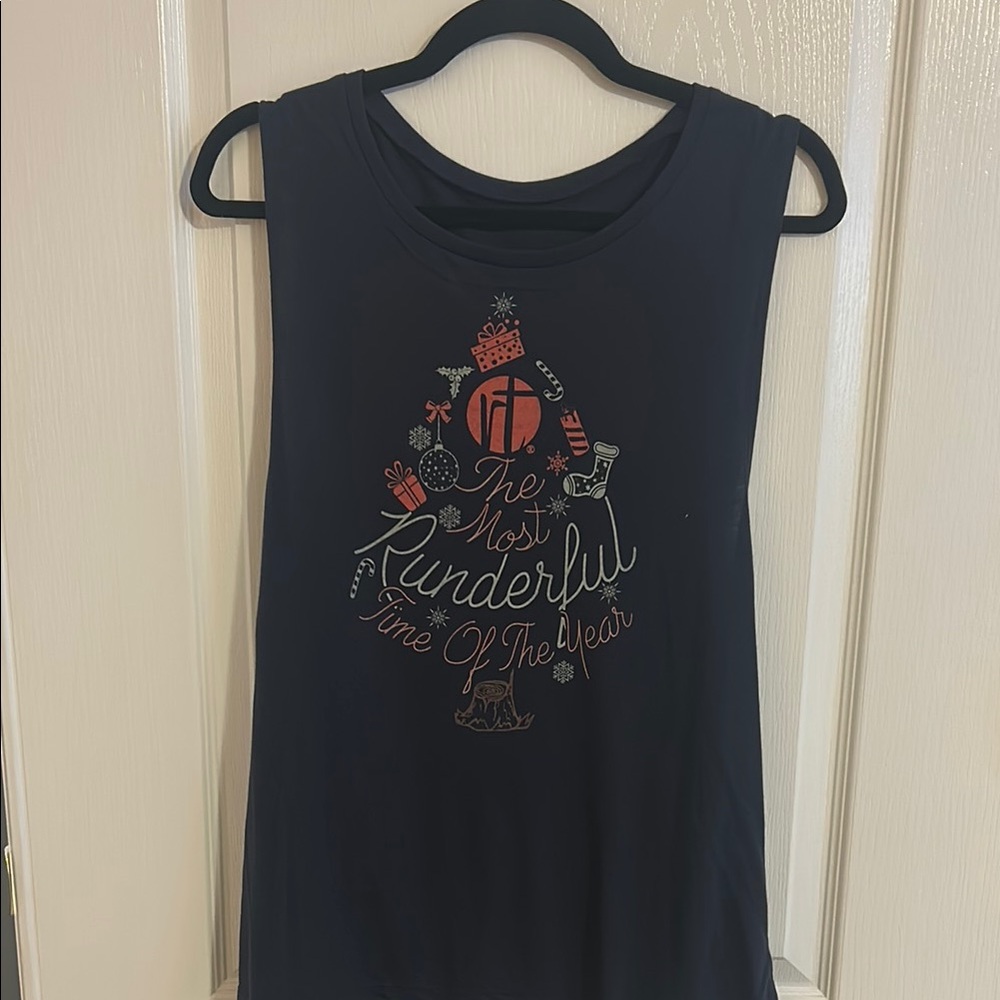 Black Tank Top with Festive Print